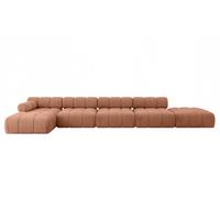 ECKSOFA modulares Sofa Lizur-L3 - 475x160x70 cm Apricot Velours - Koralle, Holzwerkstoff/Textil (475/160cm) - ALTDECOR