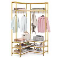 ECK-GARDEROBENSTÄNDER Weiß - Weiß, Metall (90/178/90cm) - COSTWAY