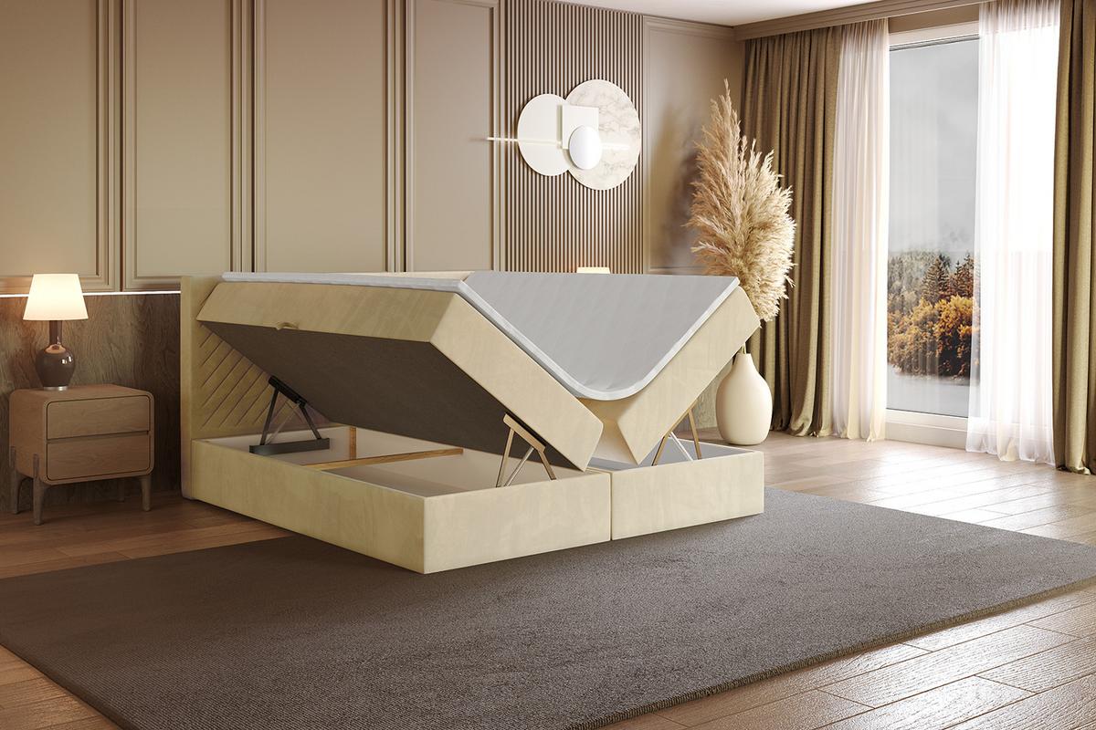 BOXBETT mit Matratze H4 und Lattenrost - VEXA - 180x200 - Beige Monolith - Beige, Holzwerkstoff/Kunststoff (180/200cm) - ALTDECOR
