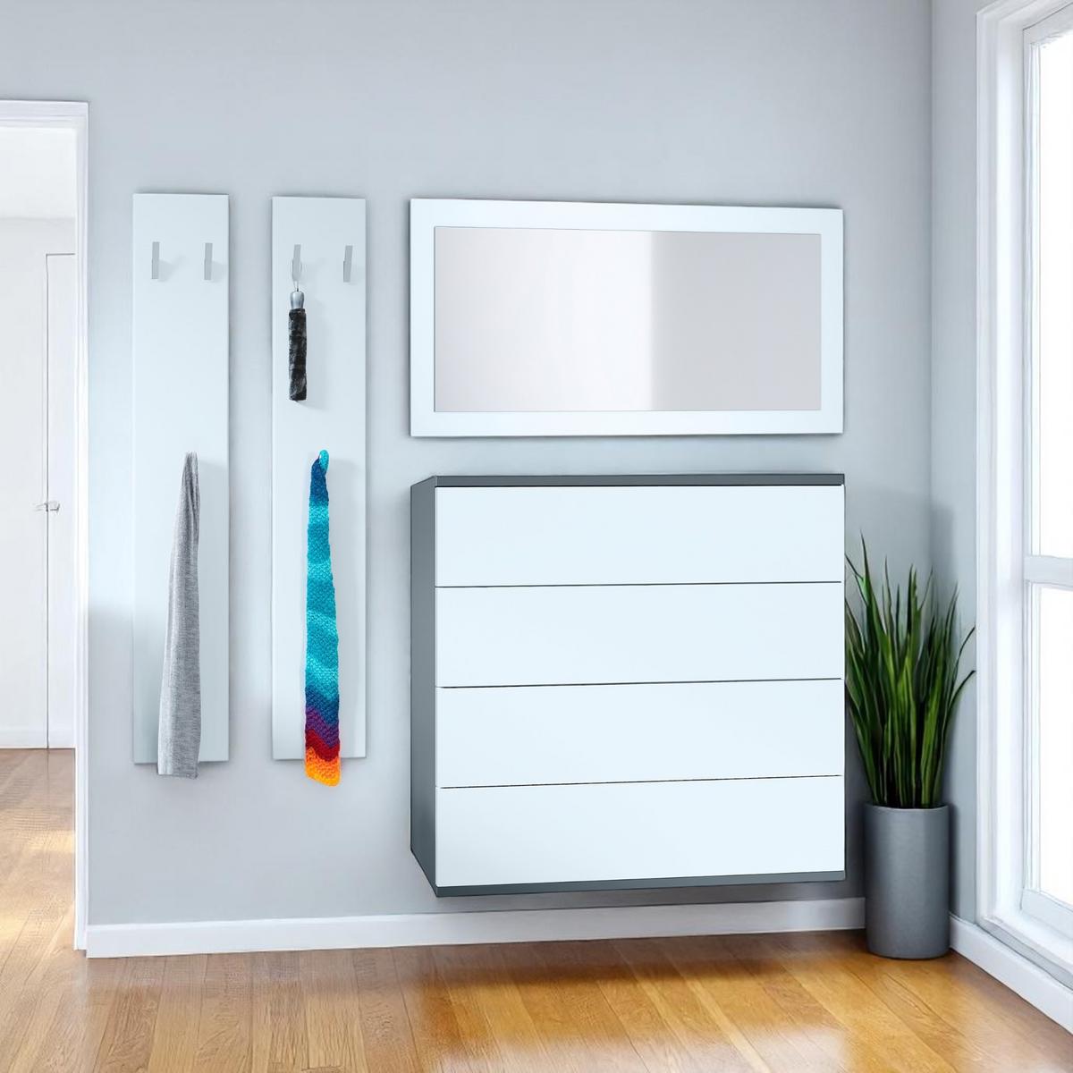 GARDEROBE Horizon Weiß matt - Weiß, Holzwerkstoff (142/146/35cm) - Vladon