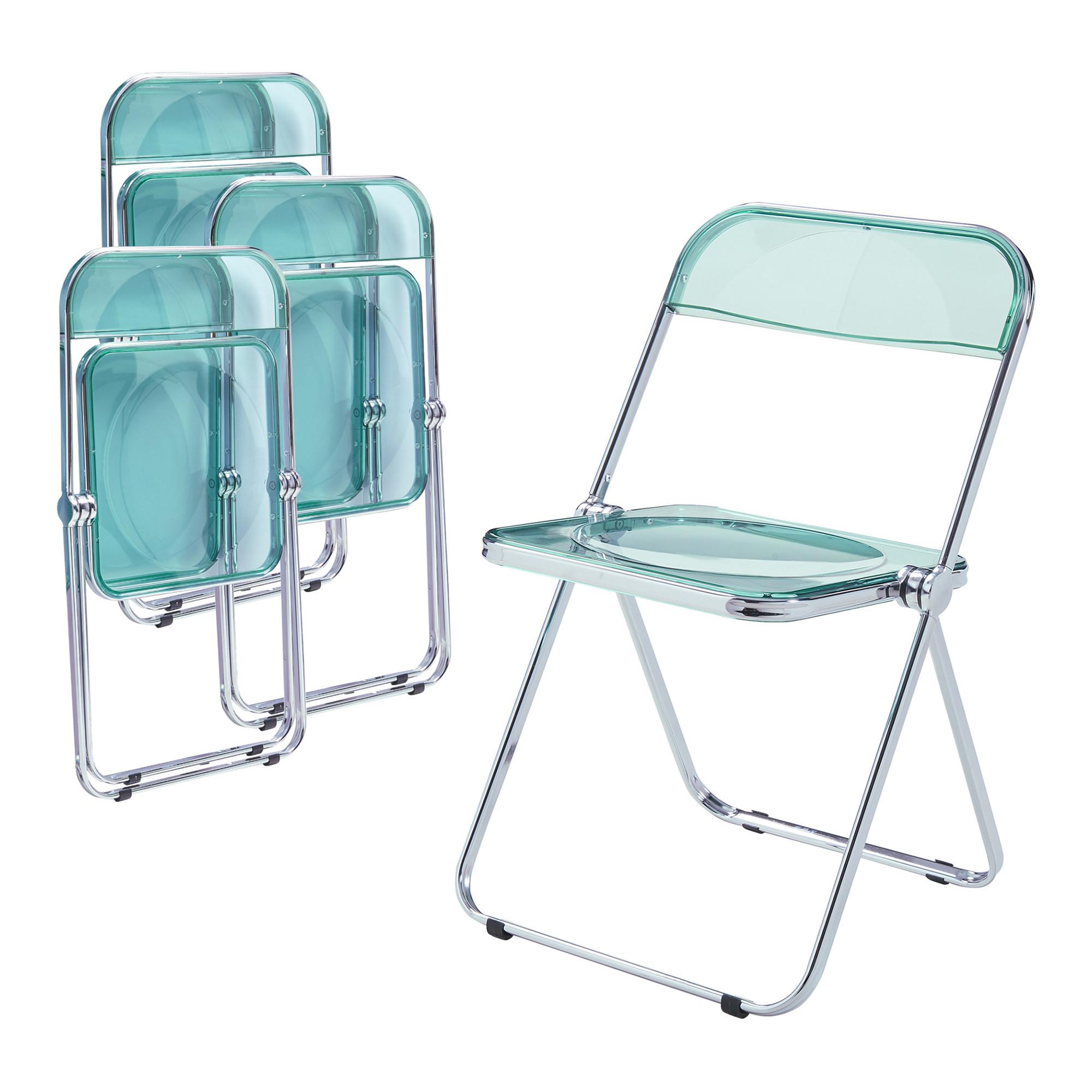 KLAPPSTUHL-SET Pornainen 4 TLG. - Mintgrün, Kunststoff/Metall (46/74/47cm) - [en.casa]