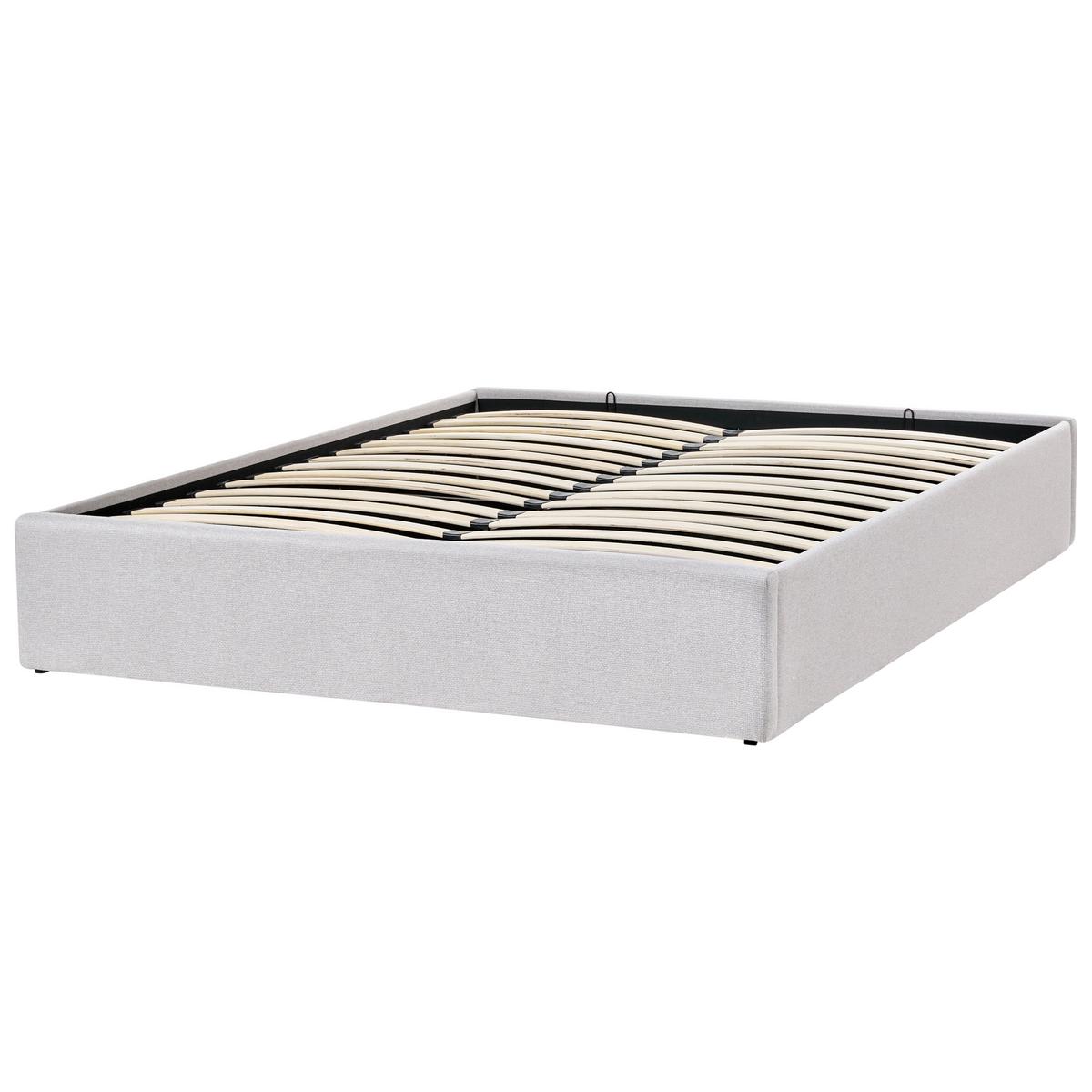 BETT mit Stauraum 140/200 cm Hellgrau Dinan - Hellgrau, Textil (140/200cm) - Beliani