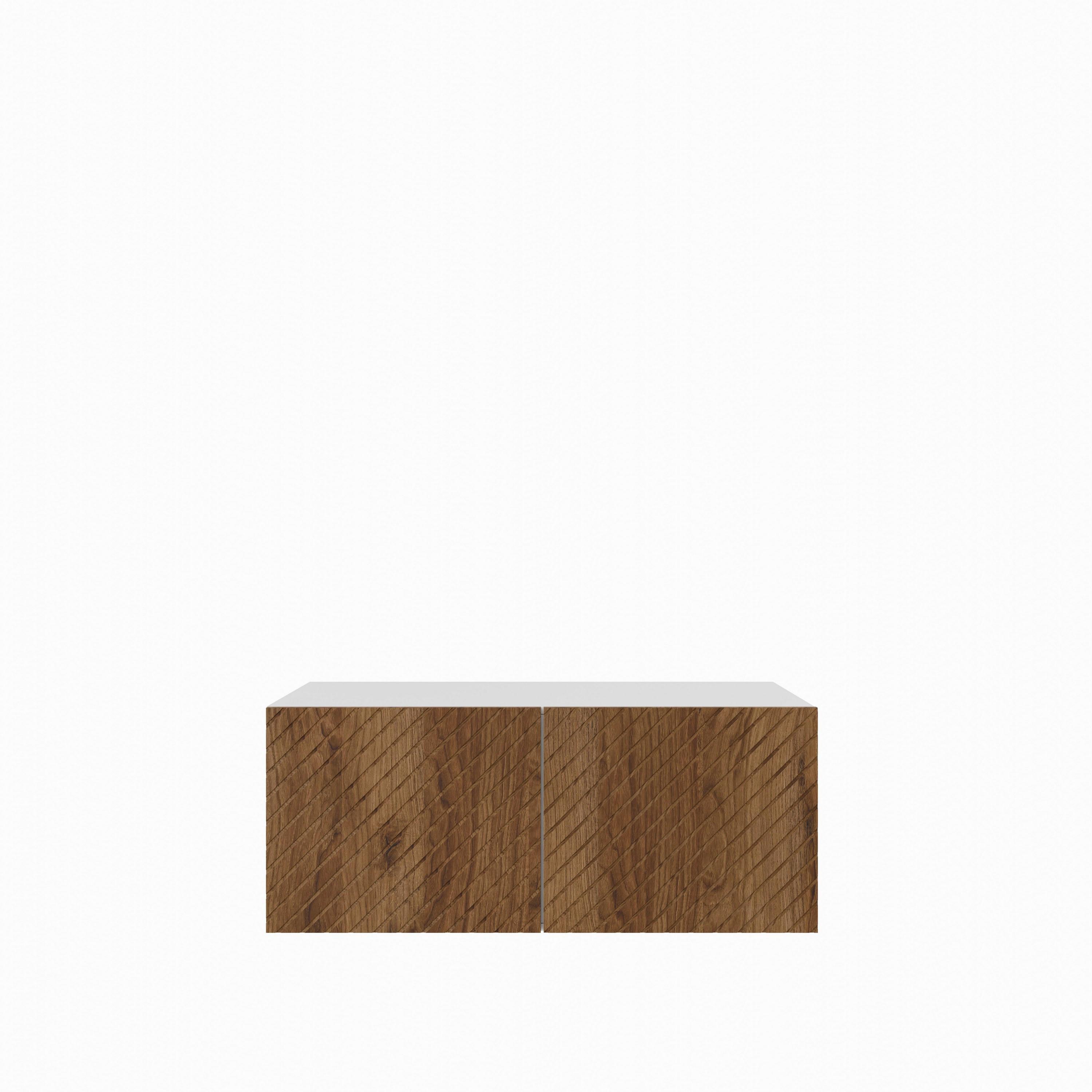 LOWBOARD CAVA 100/41/40 cm, Hängender TV-Schrank Weiß / Eichefarben - Eichefarben/Braun, Holzwerkstoff (100/41/40cm) - MASSENO