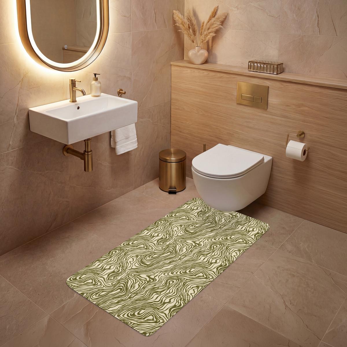 WC-VORLEGER Abstrakt - Marmor - Grün Toilettenvorleger 60x120 cm - Dunkelgrün, Textil (60/1cm) - OnlyWow