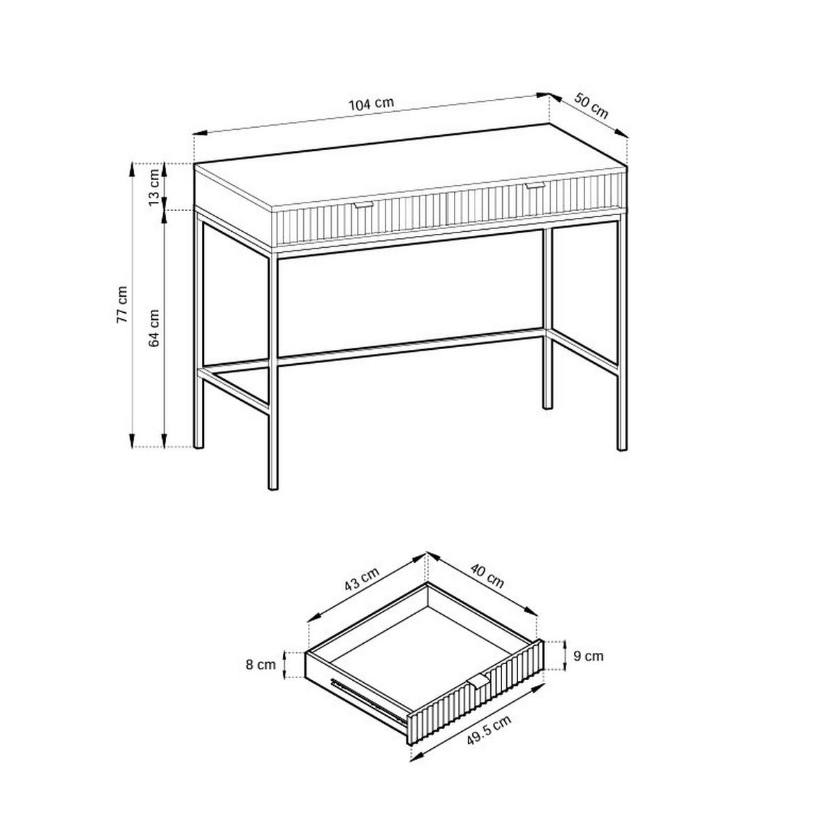 KONSOLENTISCH STELLARE 104/78/50 cm mit Schubladen, Grau - Grau, Holzwerkstoff (50/104/78cm) - MASSENO