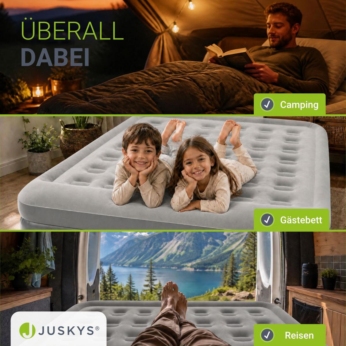 LUFTBETT Sapri L grau / anthrazit inkl. Tragetasche - Grau, Kunststoff (154/197cm) - Juskys