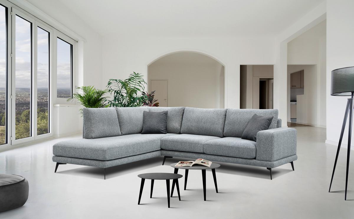 ECKSOFA MEDIOLANE 5-Sitzer, silberfarben - Silberfarben, Holzwerkstoff/Textil (219/282cm) - Wozimo
