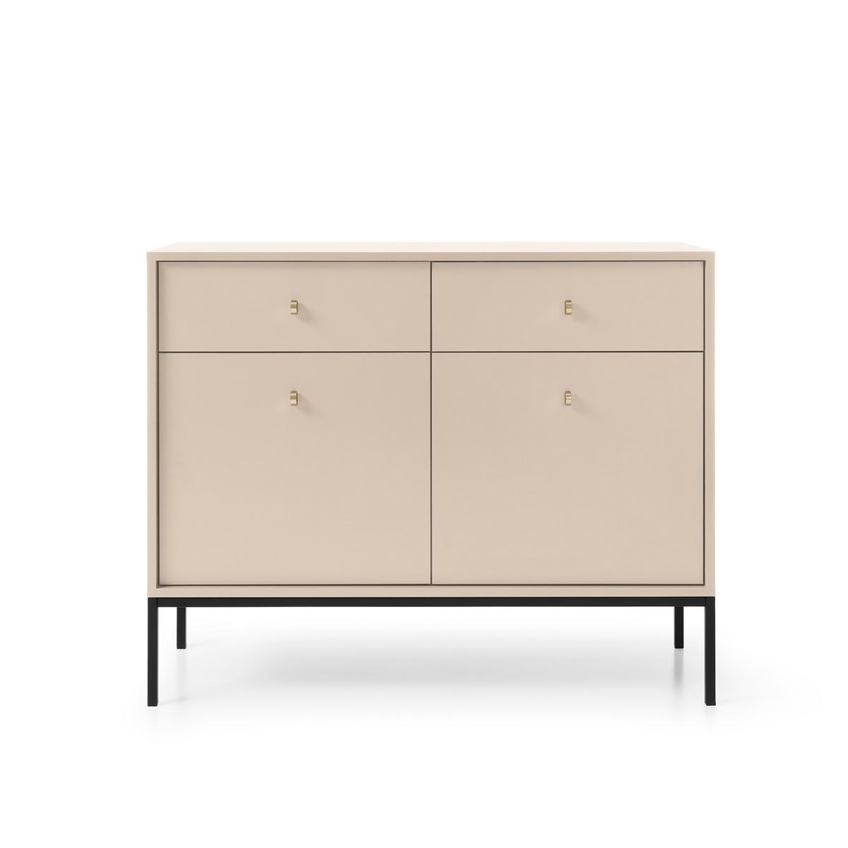 KOMMODE MONDO 104/83/39 cm mit 2 Schubladen 2 Türen Beige - Beige/Schwarz, Holzwerkstoff (104/83/39cm) - MASSENO