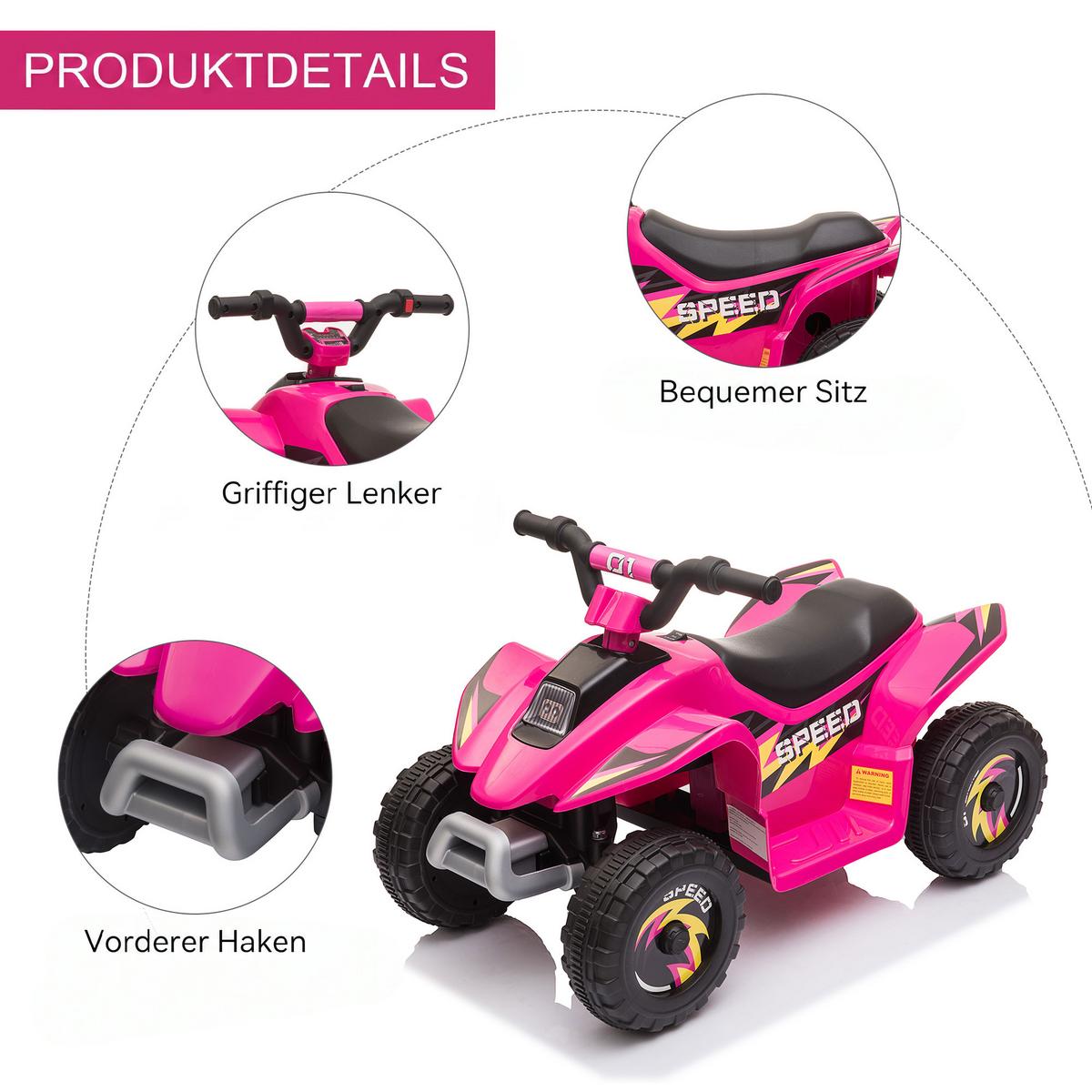 KINDER-ELEKTRO-QUAD Kunststoff Metall Rosa - Rosa, Kunststoff (72/40/45.5cm) - HOMCOM