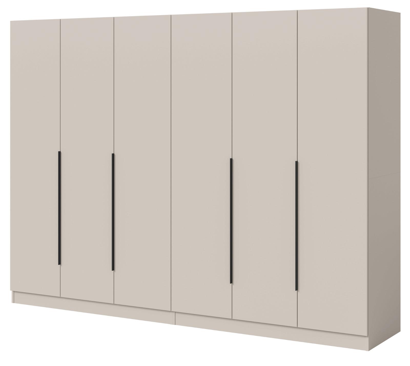 KLEIDERSCHRANK kaschmir 240 x 181 cm, Drehtürenschrank 6-türig - Kaschmir/Schwarz, Holzwerkstoff/Kunststoff (240/181/52cm) - Inn.Furn