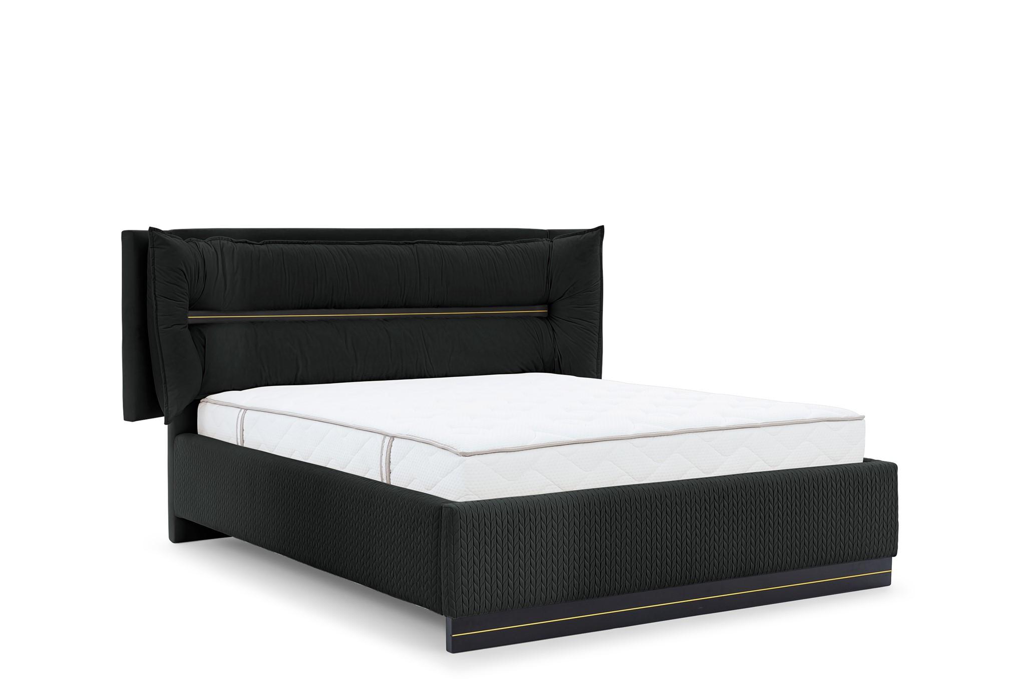 POLSTERBETT Hamilton Magic Velvet Set.3 - Schwarz, Holzwerkstoff/Textil (120/200cm) - Fun Möbel