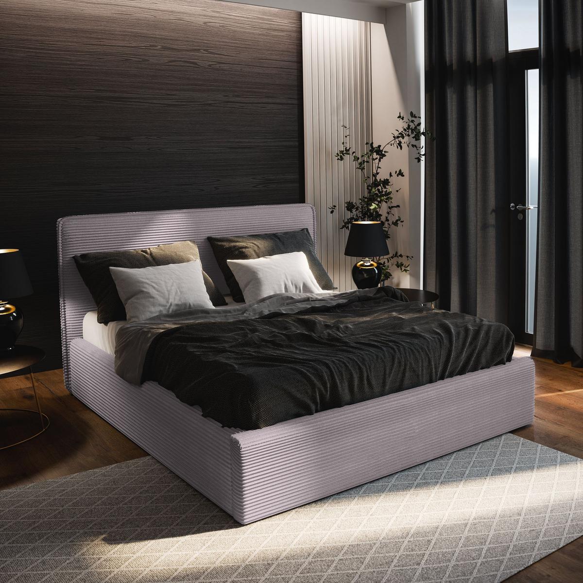 POLSTERBETT PARMA 180x200 cm mit Bettkästen - Rosa - Rosa, Holz (180/200cm) - MASSENO