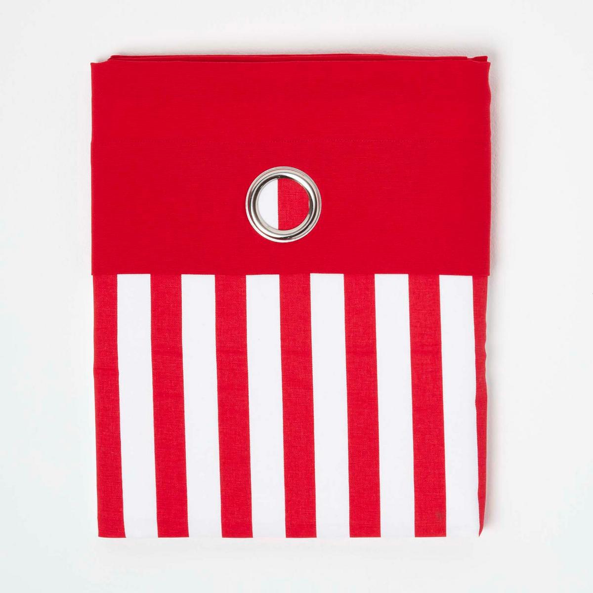 ÖSENVORHANG Streifen blickdicht 2er-Set, 137/228 cm - Rot, Textil (137/228cm) - Homescapes