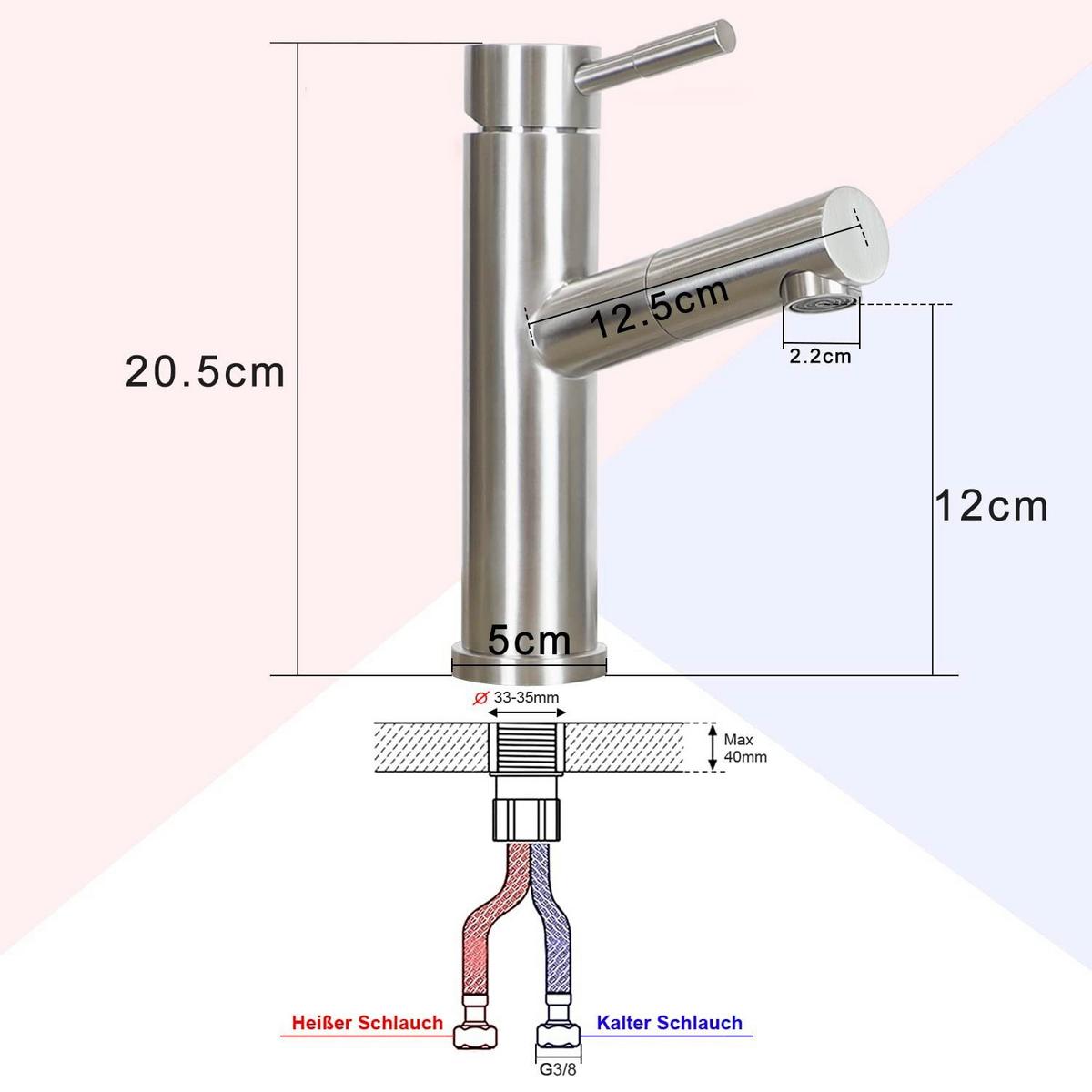 WASCHTISCHARMATUR LURLINE 16/5/21 cm - Silberfarben, Metall (5/21/16cm) - Nettlife