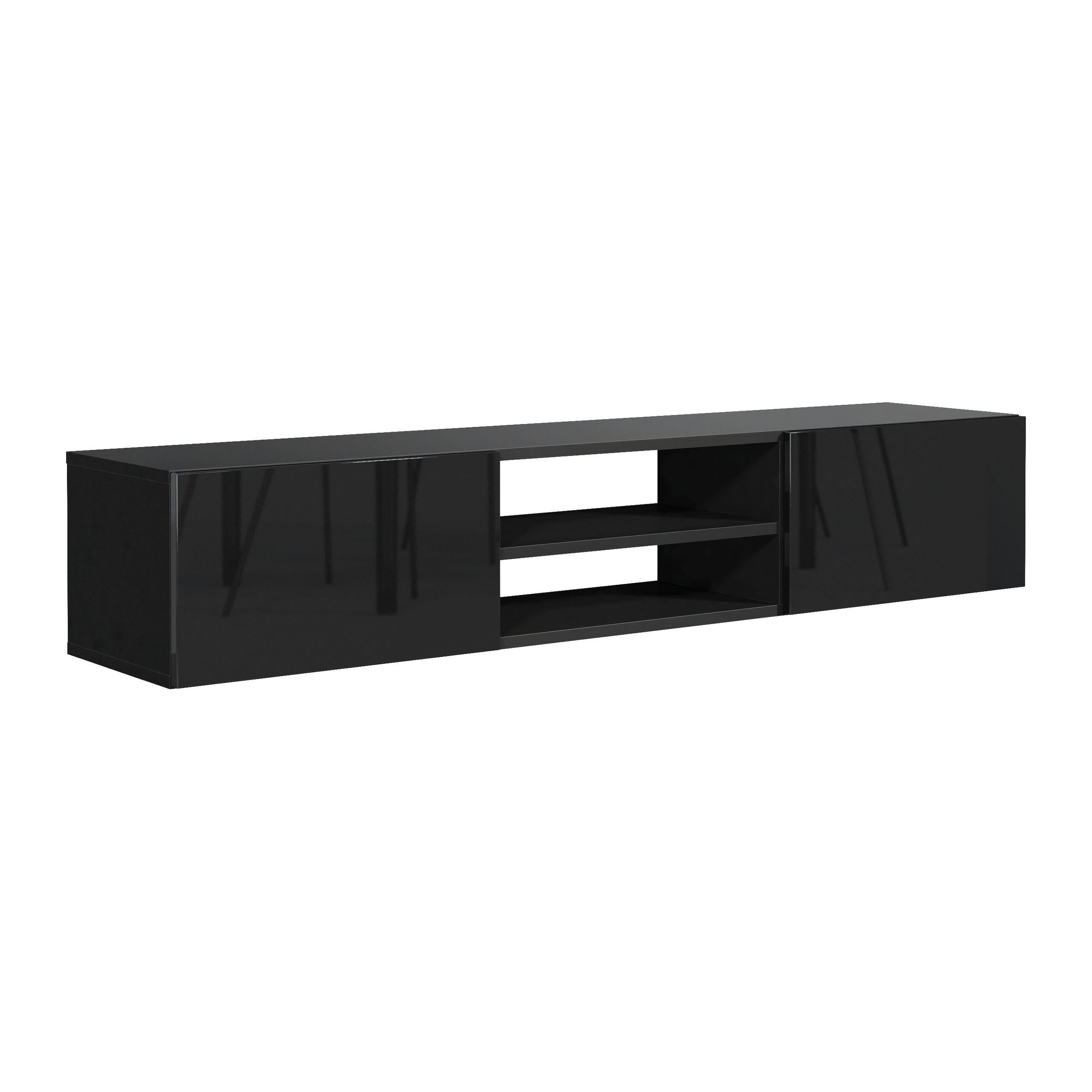 LOWBOARD GLOSSIA 120/29,5/35 cm, Schwarz - Schwarz, Holzwerkstoff (120/29.5/35cm) - MASSENO