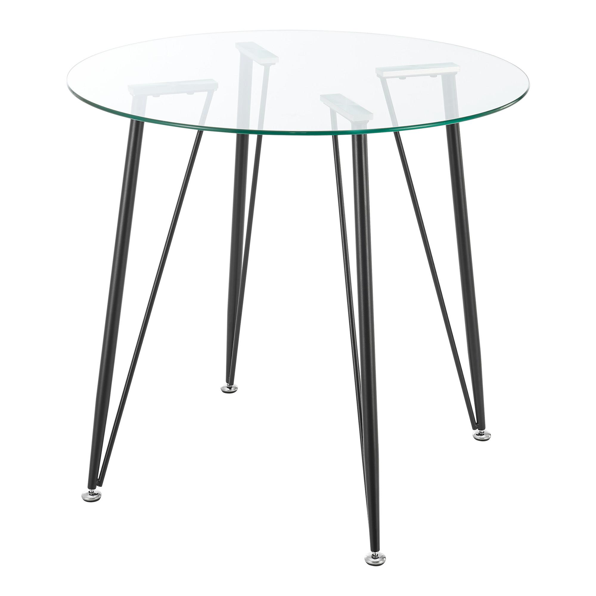 ESSTISCH Huittinen - Transparent/Schwarz, Glas/Metall (80/80/72cm) - [en.casa]