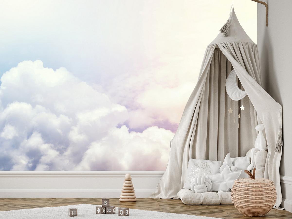 FOTOTAPETE für Schlafzimmer Blau Rosa Himmel Wolken 200x140 - Blau/Beige, Papier (200/140cm) - Muralo