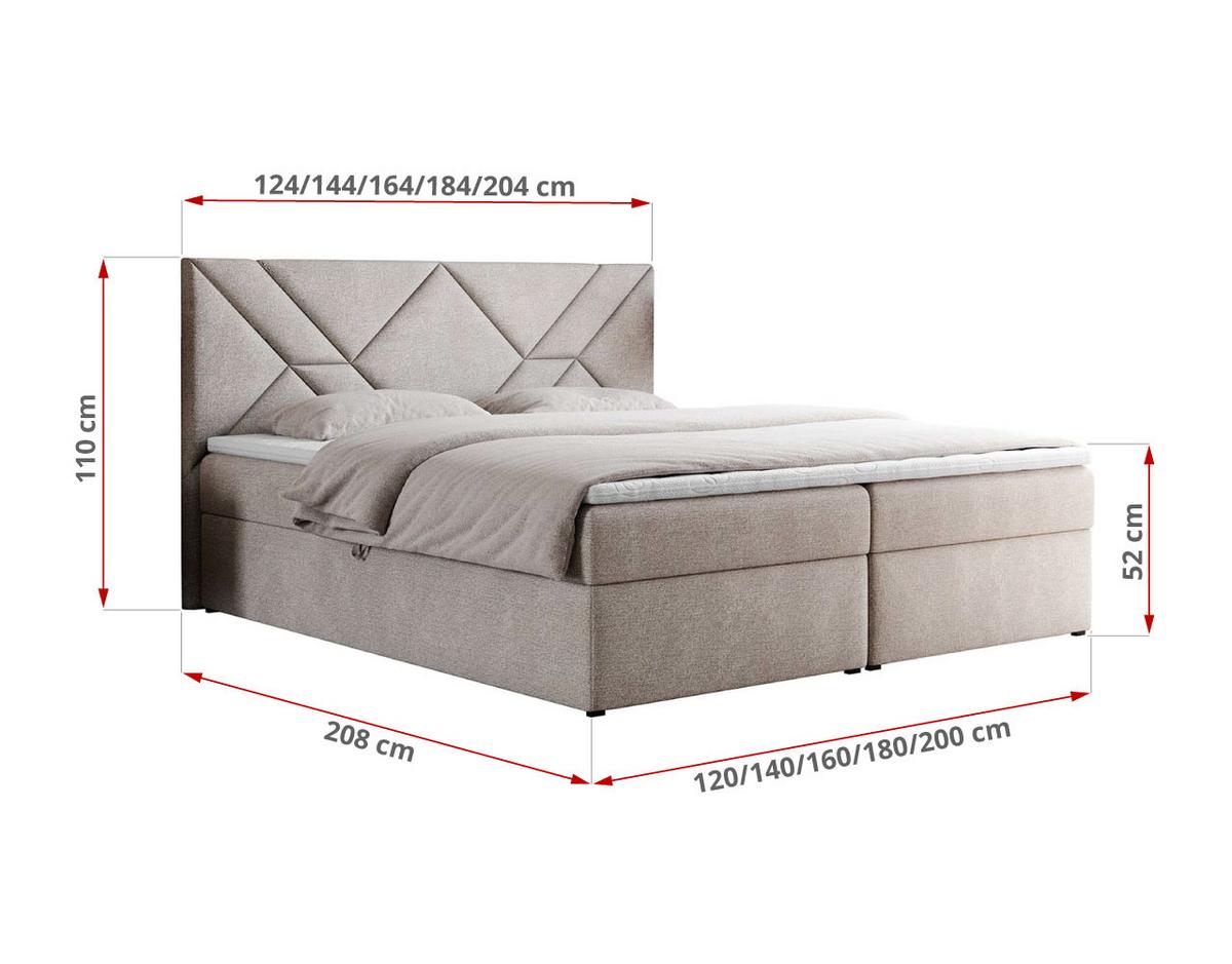 BOXBETT NEOMI 120/200 - Beige Strukture - H4 - Visco - Beige, Holz/Textil (120/200cm)