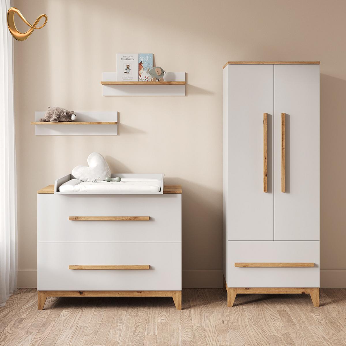 KINDERKLEIDERSCHRANK Mailo Weiß/Artisan 70 x 186.8 cm mit 4 Schubladen - Weiß/Eiche Artisan, Holzwerkstoff (70/186.8/53.4cm) - Livinity®