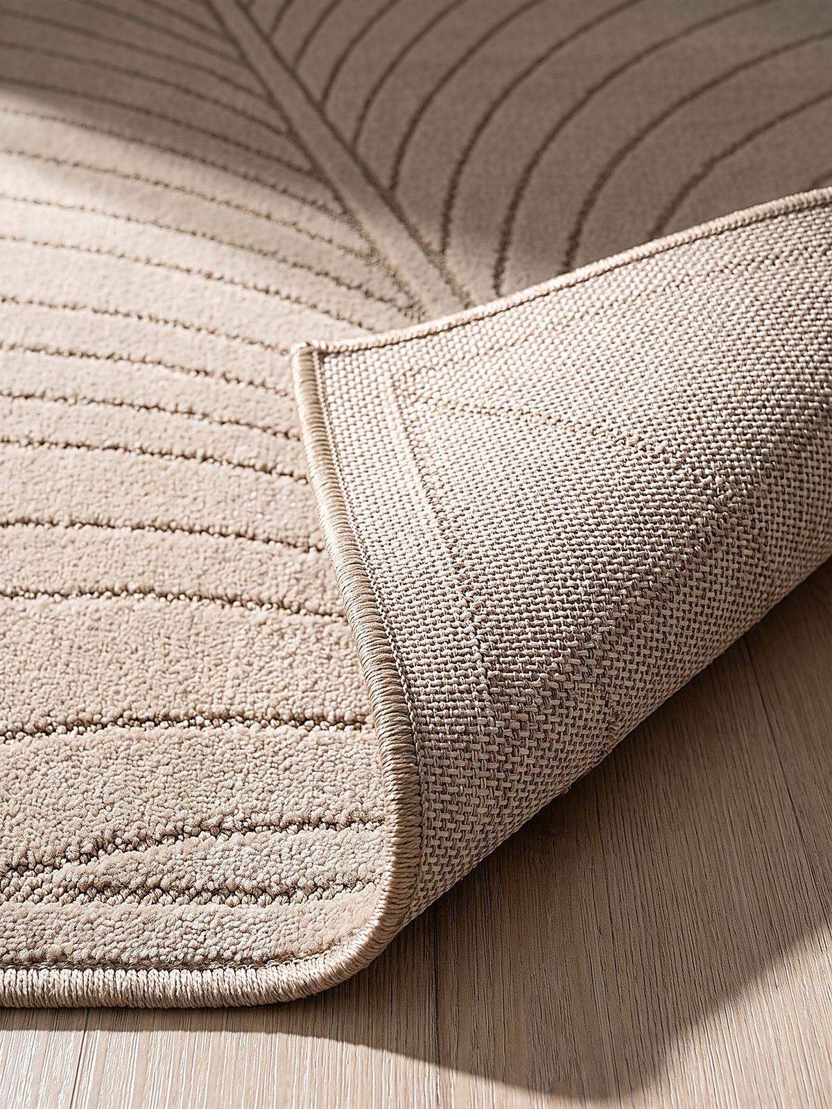 TEPPICH Outdoor, Fußbodenheizung-geeignet, mit Blattmotiv, aus Polypropylen, ENGADIN in Beige, 160 x 230 cm - Beige, Textil (160/230cm) - KADIMA DESIGN
