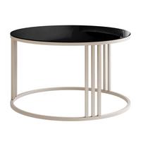 COUCHTISCH LORI GLASS auf kaschmirfarbenem Gestell Kaschmir / Glas Schwarz - Kaschmir/Schwarz, Holzwerkstoff (70/70/48cm) - Lookway