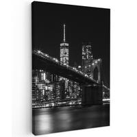 LEINWANDBILD New York - Brooklyn - Brücke Deko Wohnzimmer 20x30 cm - Schwarz, Textil (20/30cm) - MuchoWow