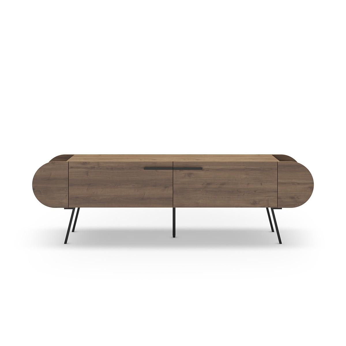 TV-MÖBEL 2 Türen mit Metallfüßen B194,5 cm - SALUSO - Nussbaumfarben, Holzwerkstoff (37.6/57.7/16cm) - Calicosy