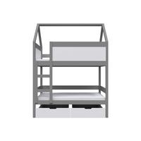ETAGENBETT TAMI mit Bettkasten 80x180 cm Hellgrau - Weiß/Grau, Holz (80/180cm) - MASSENO
