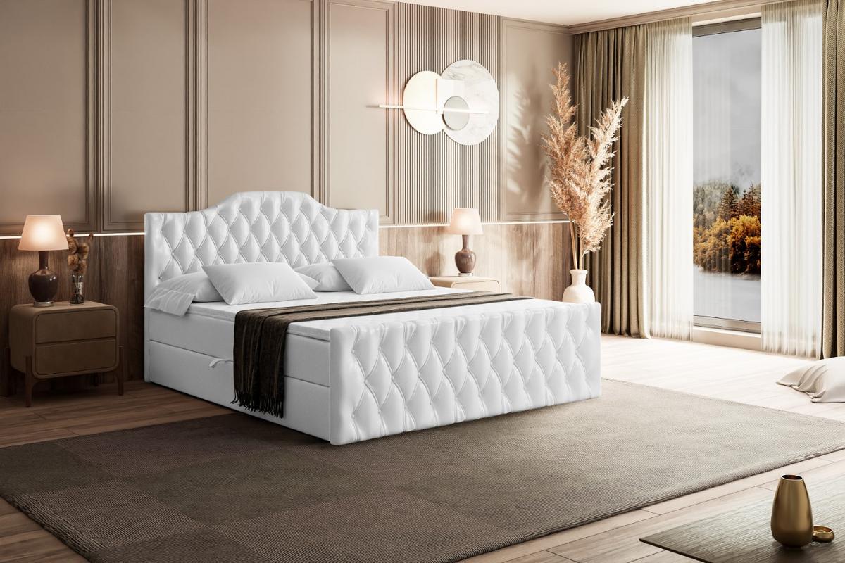 BOXBETT VILA-1-Z - 140x200 cm - H4 - Weiß Hochglanz - Weiß Hochglanz, Holzwerkstoff (140/200cm) - ALTDECOR