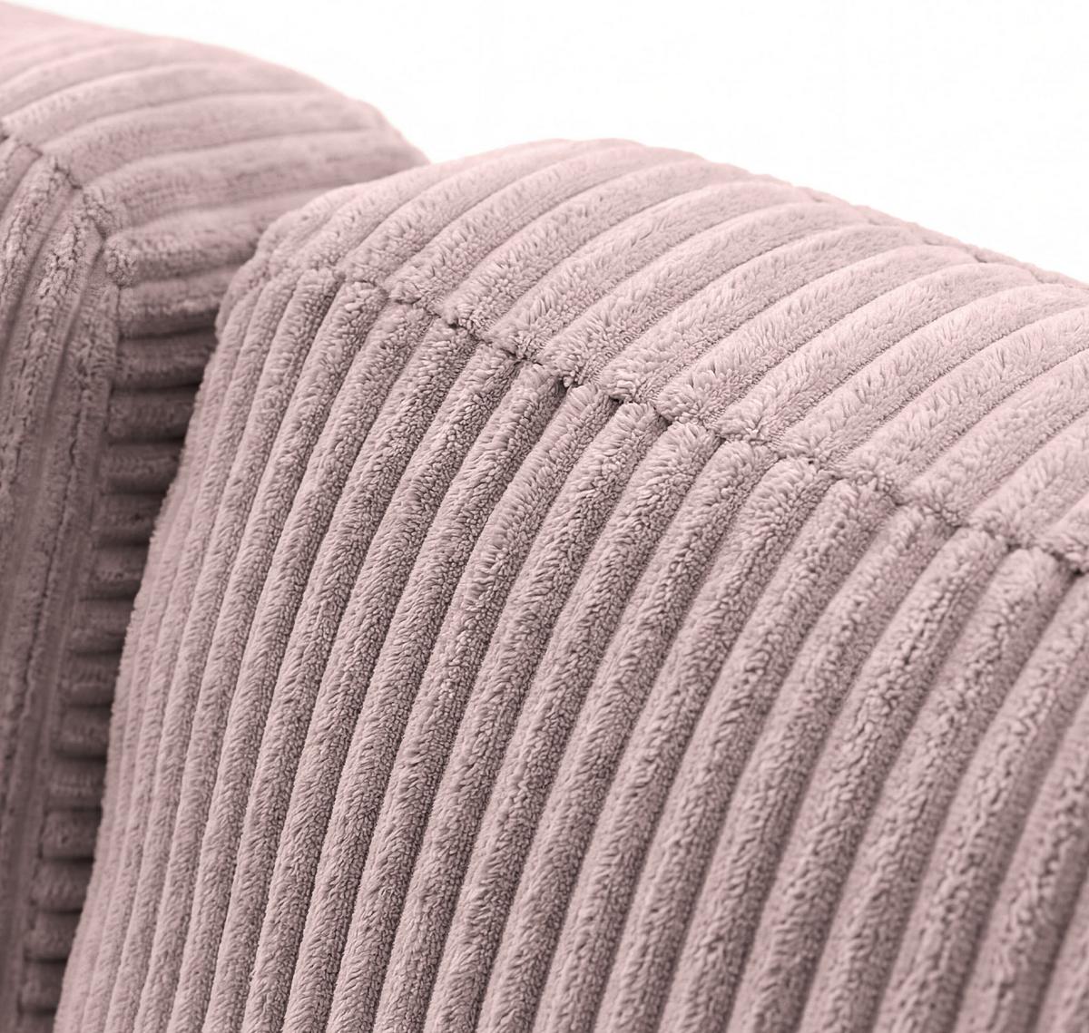 ECKSOFA Cora mit Schlaffunktion & Stauraum, Universell Rechts/Links, Rosa Cord Chenille 260/82/160 cm - Schwarz/Rosa, Kunststoff/Textil (250/160cm) - WFL GROUP