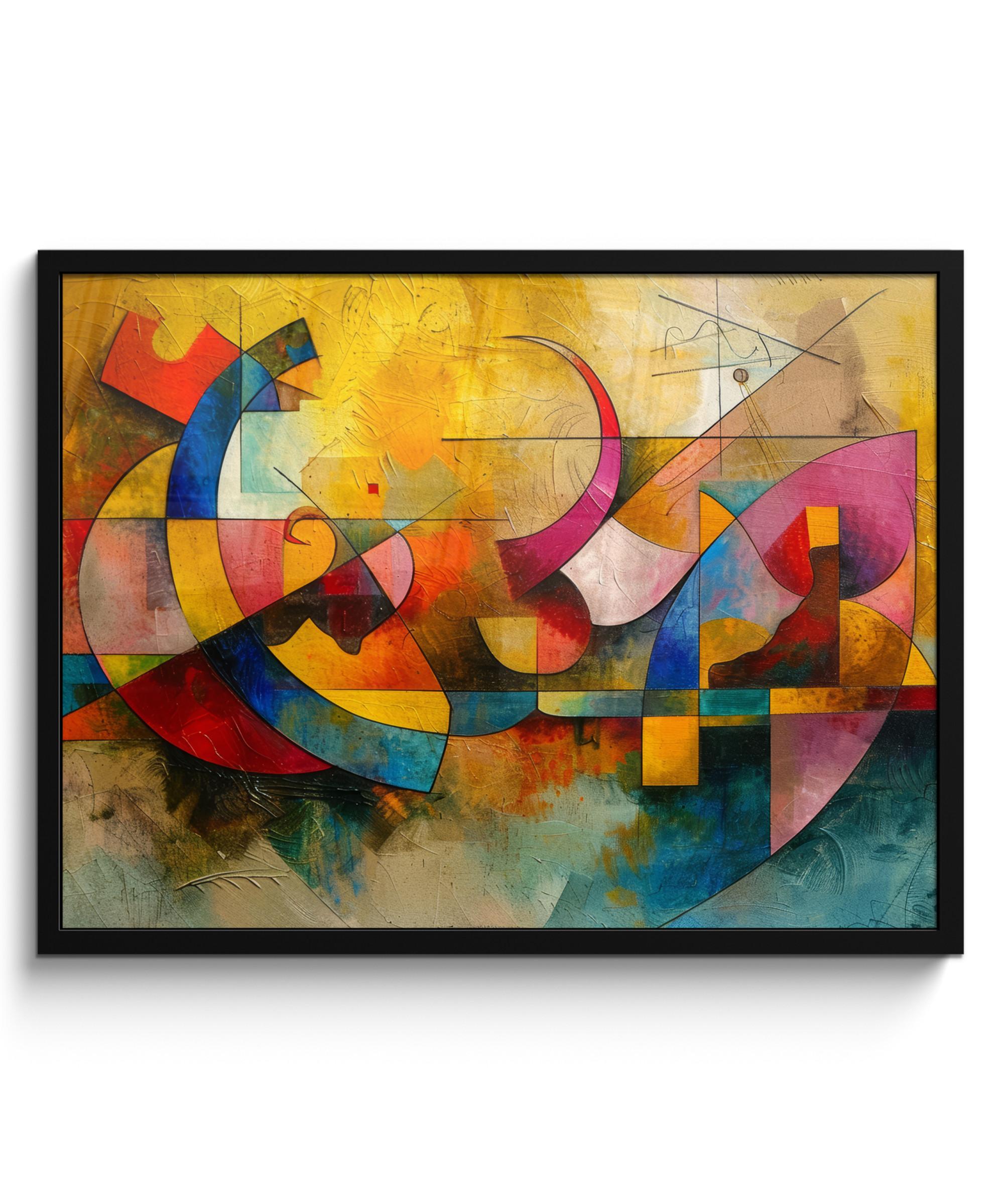 POSTER MIT RAHMENGERAHMTES BILD Kunst - Abstrakt - Modern 80x60 cm - Gelb, Papier (80/60cm) - MuchoWow