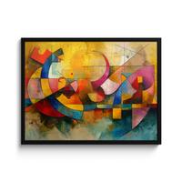 POSTER MIT RAHMENGERAHMTES BILD Kunst - Abstrakt - Modern 80x60 cm - Gelb, Papier (80/60cm) - MuchoWow