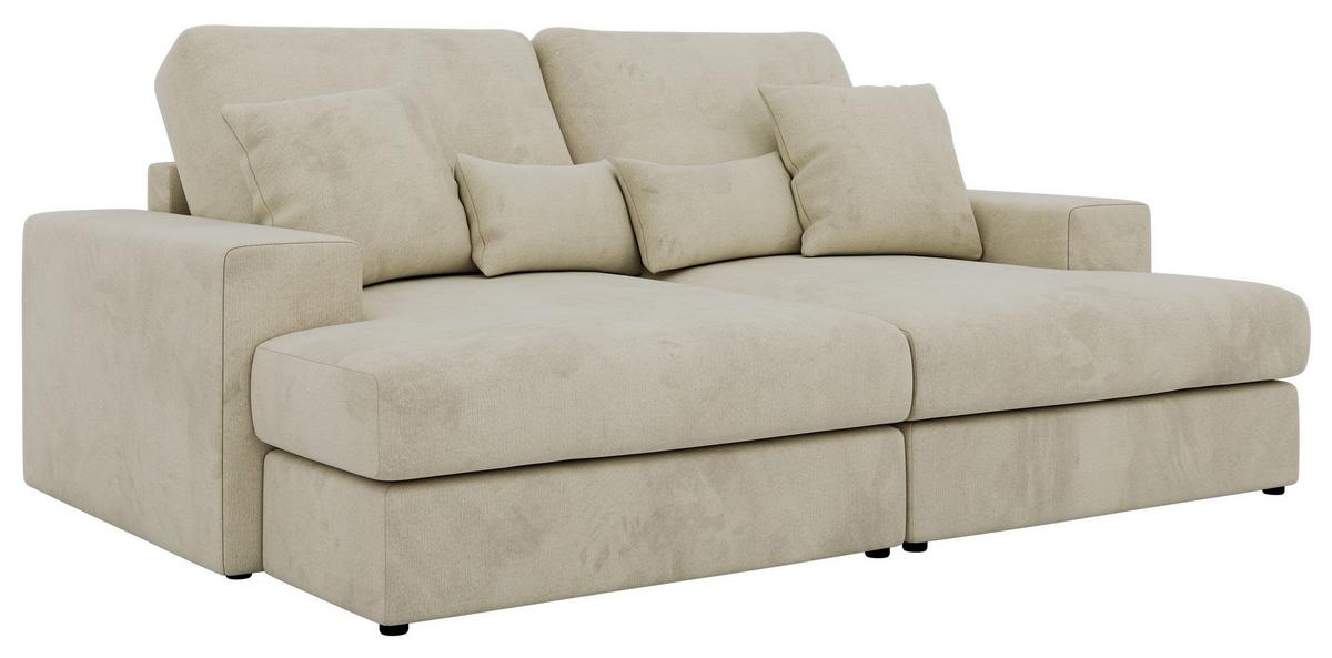 4-SITZER SOFA ANERA - Beige Velvet - Beige/Schwarz, Kunststoff/Textil (248/107/163cm) - MKS
