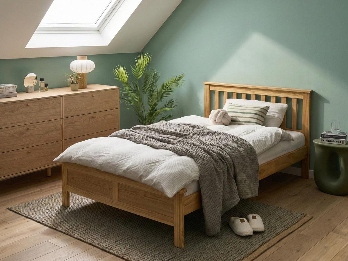 BETT mit Lattenrost 120/200 cm Kiefernholz Hellbraun Mayenne - Hellbraun, Holz (120/200cm) - Beliani