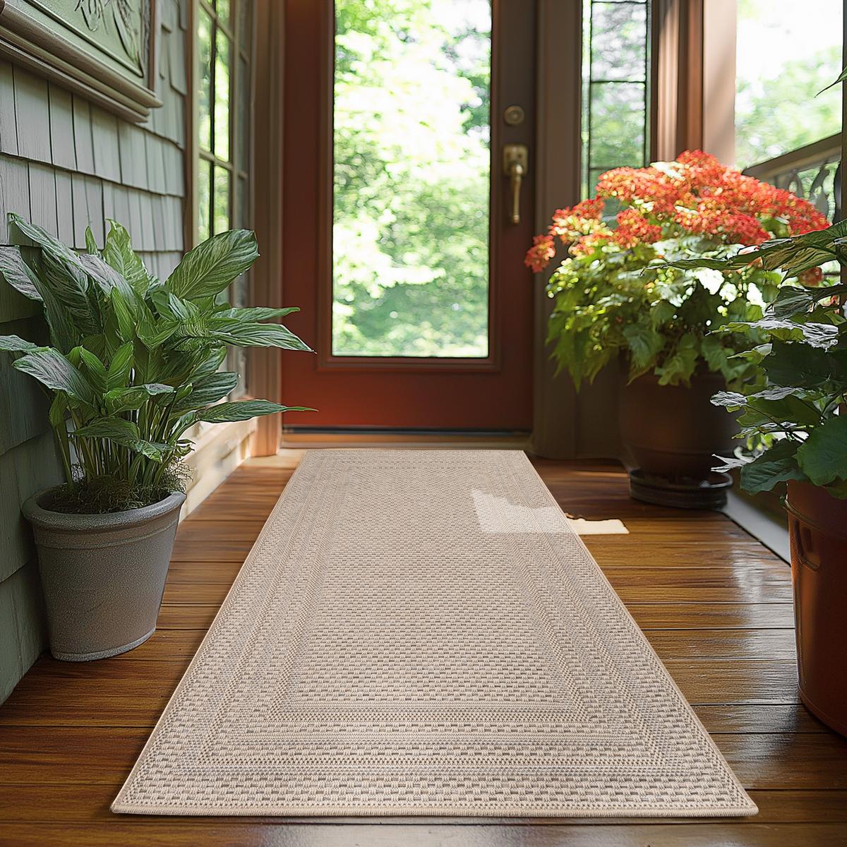 TEPPICH Outdoor VENTOUX in Beige, mit Bordüre, 80 x 150 cm - Beige, Textil (150/80cm) - KADIMA DESIGN