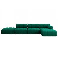 ECKSOFA modulares Sofa Lizur-L2 - 380x160x70 cm Dunkelgrün Velours - Dunkelgrün, Holzwerkstoff/Textil (380/160cm) - ALTDECOR