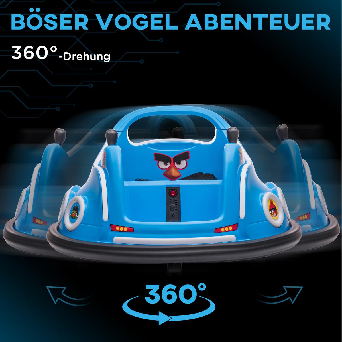 12V Kinder Autoscooter mit 2,4 G Fernbedienung, Elektro Bumper mit Musik Blau - Blau, Kunststoff (73/73/44cm) - AIYAPLAY
