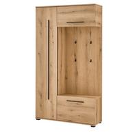 KOMPAKTGARDEROBE Evoke Eiche 111 x 200 cm, Garderobe mit Soft-Close - Eichefarben/Schwarz, Holzwerkstoff/Kunststoff (111/200/37cm) - Furn.Design