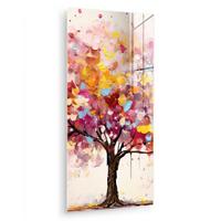 ACRYLGLASBILD Aquarell - Baum - Kunst - Abstrakt 60x120 cm - Multicolor, Glas (60/120cm) - MuchoWow