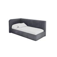 EINZELLBETT Jugendbett mit Bettkasten, Rechts - AURY 100x200 Dunkelgrau - Titanfarben, Holzwerkstoff/Textil (100/200cm) - ALTDECOR