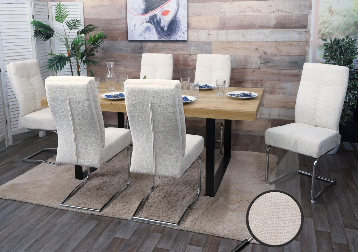 ESSZIMMERSTUHL Cremeweiß 6er-Set - Creme/Weiß, Textil (46/105/60cm) - MCW