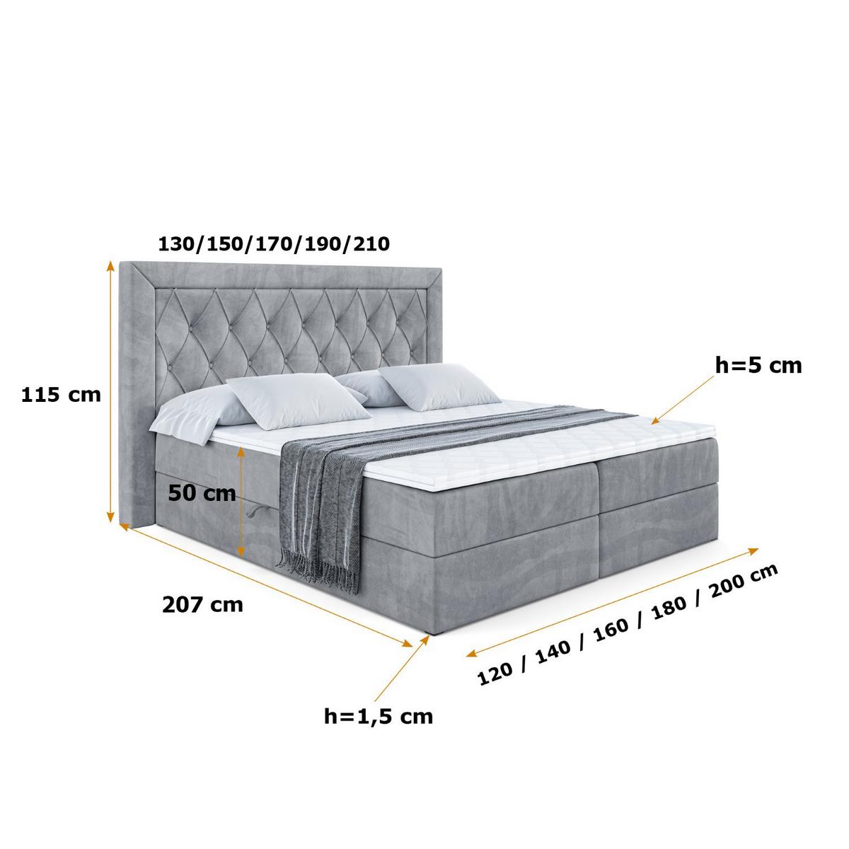 BOXBETT mit H4-Matratze und Lattenrost - NOEL - 140x200 Grau - Grau, Holzwerkstoff (140/200cm) - ALTDECOR