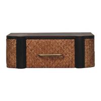 NACHTKASTEN Rattan Geschwungen Wandmontiert, 1 Schublade, Braun - Hellbraun/Messingfarben, Holz/Metall (50/18/32cm) - Artisan Furniture