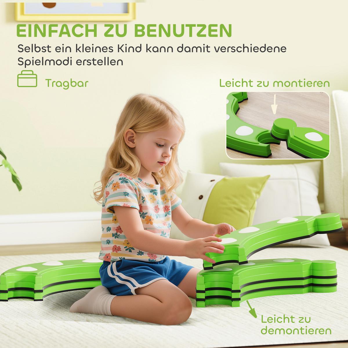 KINDER-SCHWEBEBALKEN TPE Kunststoff Grün - Grün, Kunststoff (101/7/101cm) - AIYAPLAY