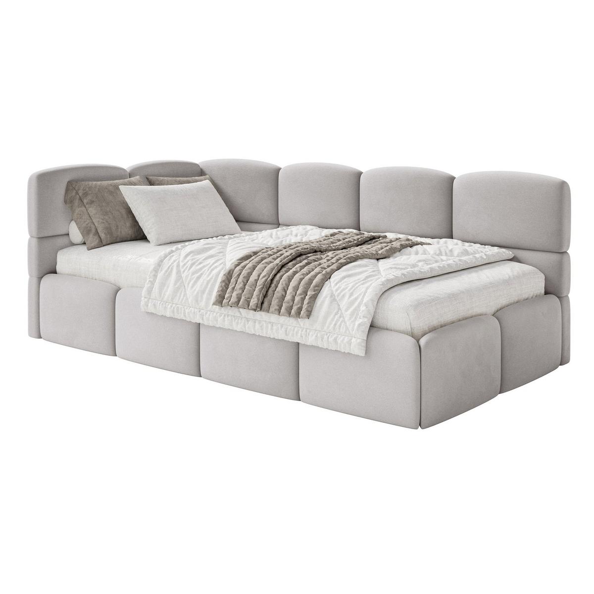 JUGENDBETT Cloudy Hellgrau 120 x 200 cm - Hellgrau/Schwarz, Kunststoff/Textil (120/200cm) - Selsey