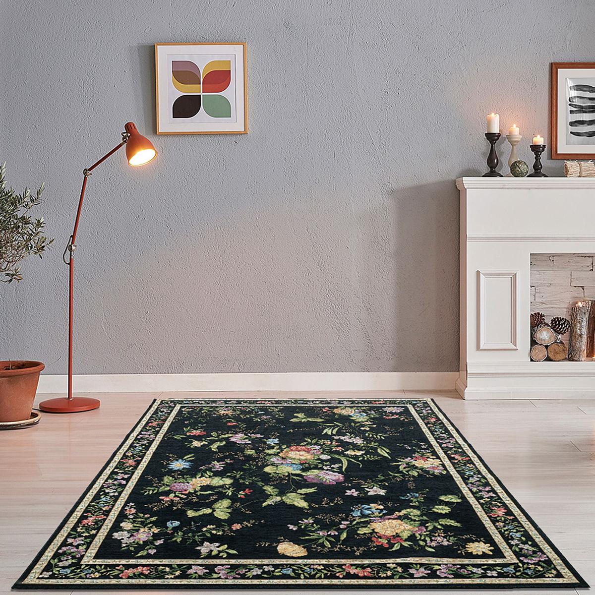 FLACHWEBTEPPICH Flomi 160x230 cm - Schwarz, Textil (160/230cm) - THEKO