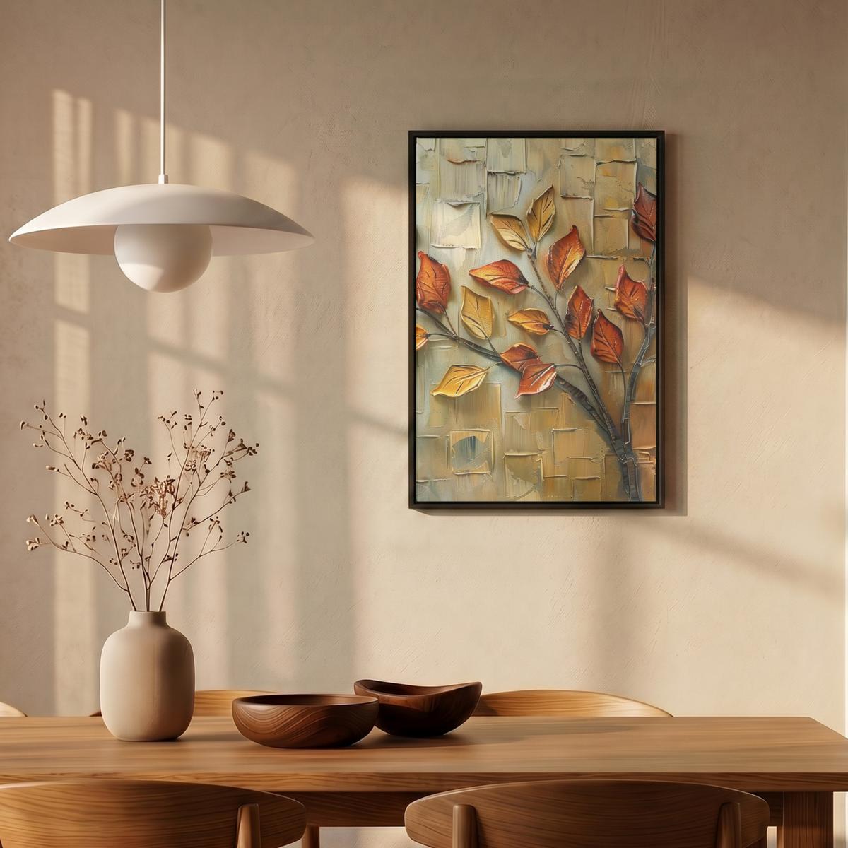 LEINWAND Bilder mit Rahmen - Baum - Abstrakt - Natur - Kunst - 40x60 - Goldfarben, Textil (40/60cm) - MuchoWow