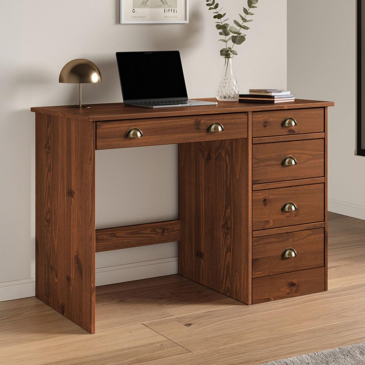 SCHREIBTISCH LANA - Kastanienfarben, Holz (54/114/76cm) - IDIMEX