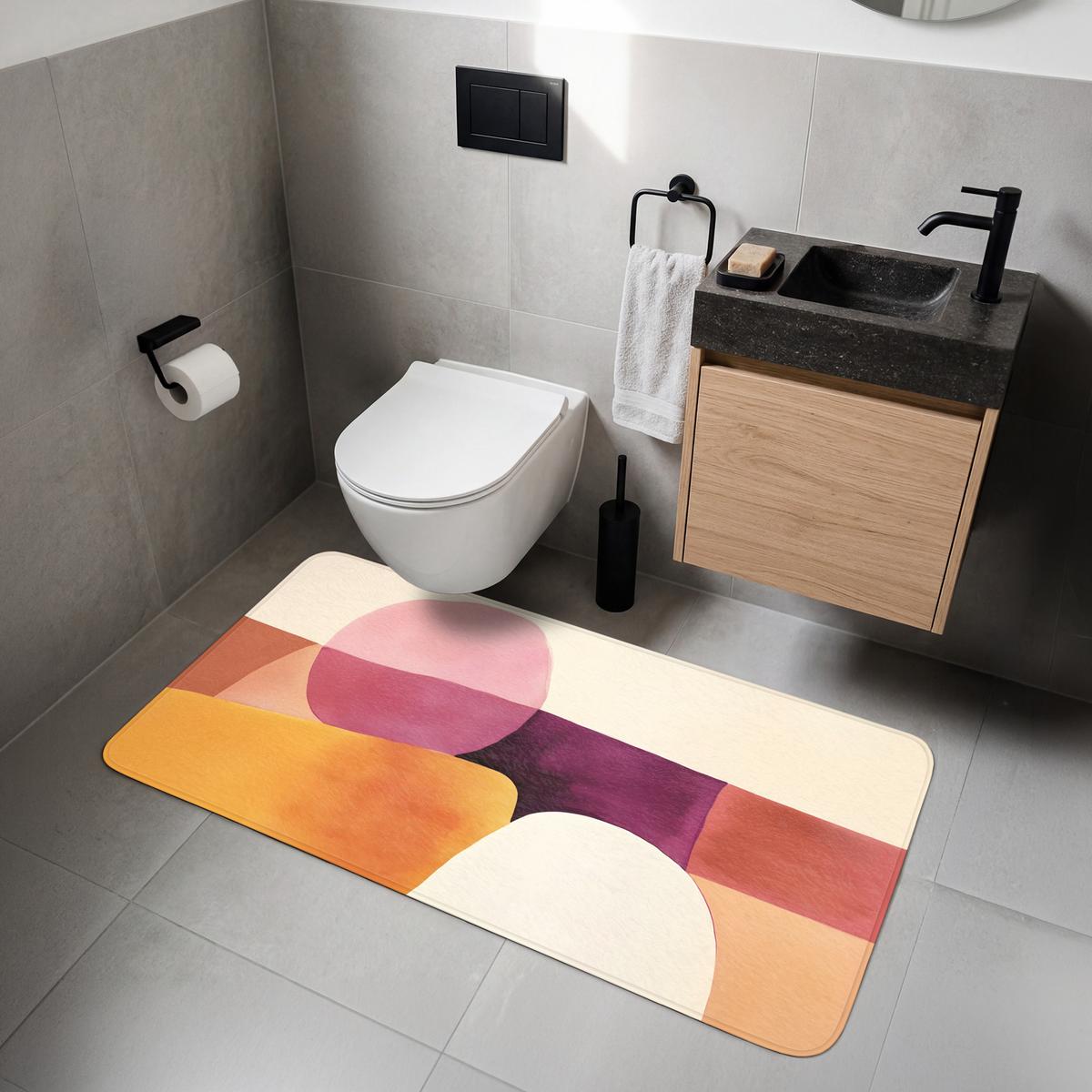 WC-VORLEGER Formen - Abstrakt - Farbenfroh WC Teppich 120x60 cm - Terracotta, Textil (120/1cm) - OnlyWow