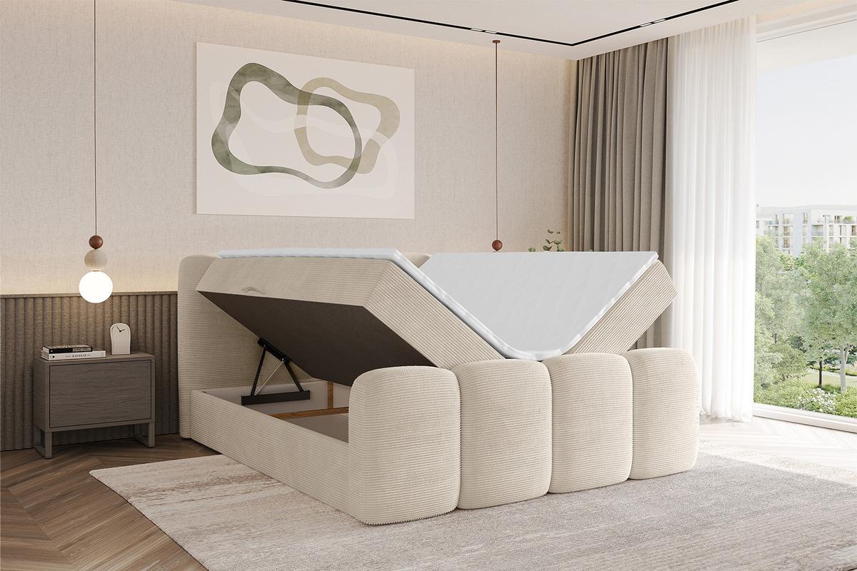 BOXBETT mit Matratze H4 und Lattenrost - NINA-Z - 160x200 cm - Beige - Ecru, Holzwerkstoff (160/200cm)